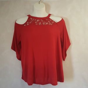 Torrid Red Cold Shoulder Top